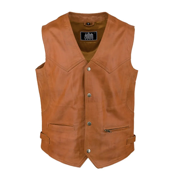 Gilet en cuir pour homme Billy Cognac