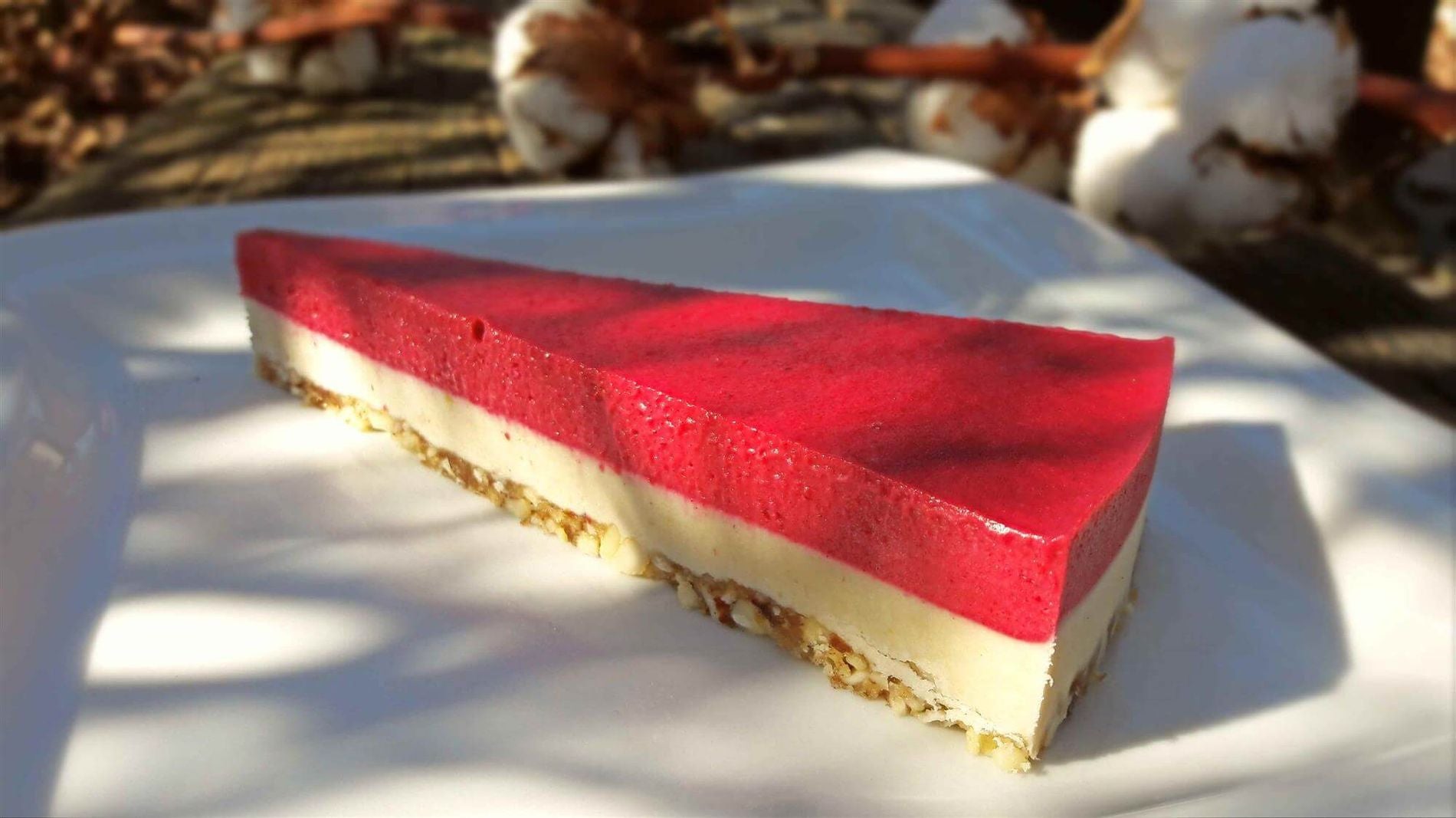 Organic raw cake lemon and sour cherry