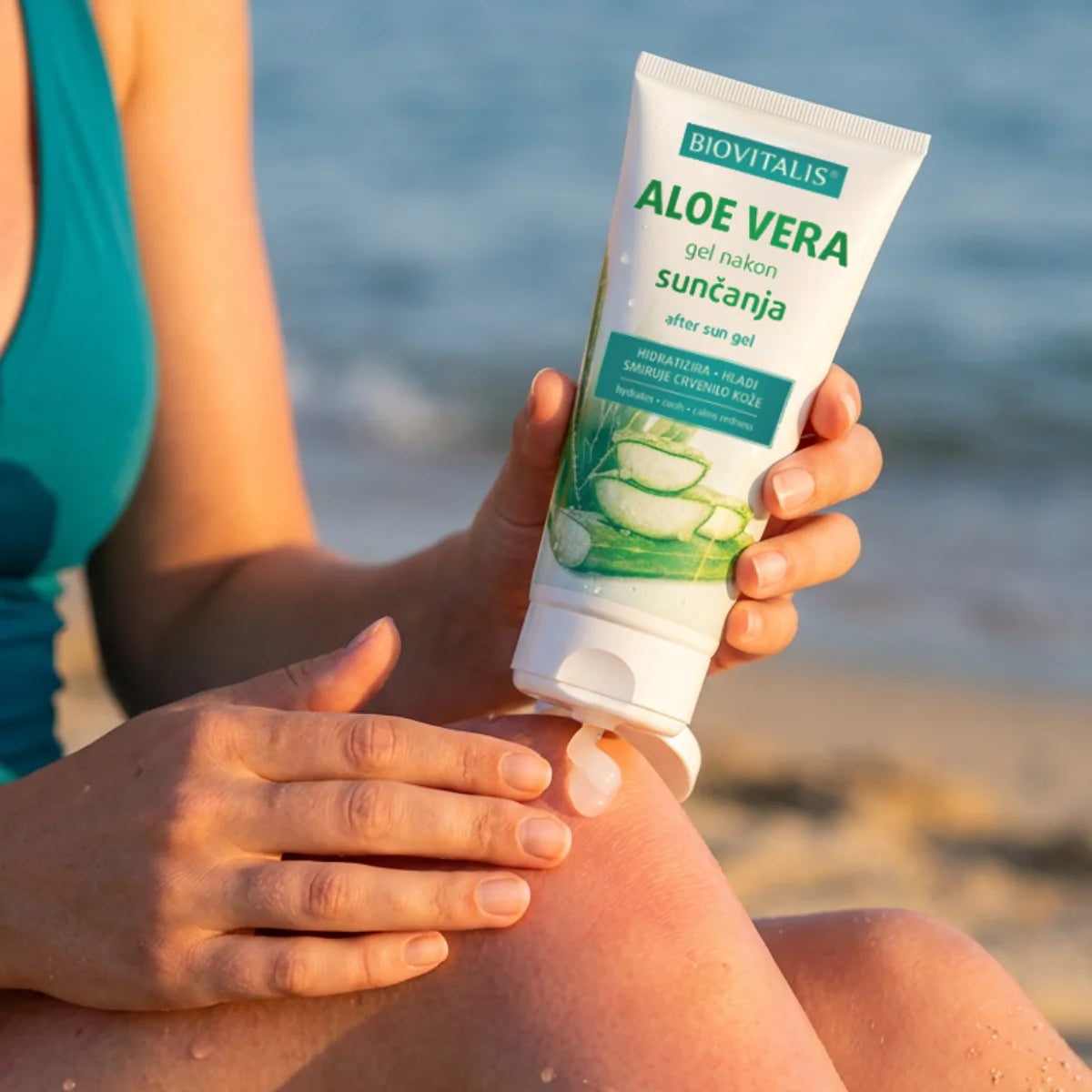Biovitalis Aloe vera gel nakon sunčanja na plaži