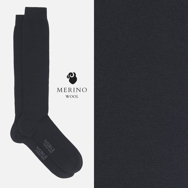 Noble Essentiel - Chaussettes Longues en Laine Mérinos de Couleur Unie
