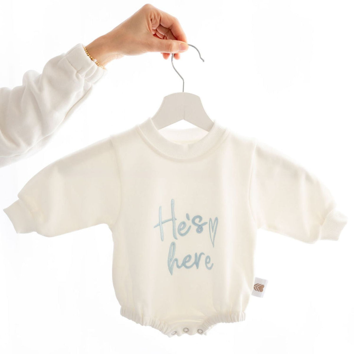 Amore Baby Bodysuit He/She Is Here