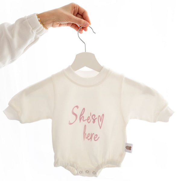 Amore Baby Bodysuit He/She Is Here