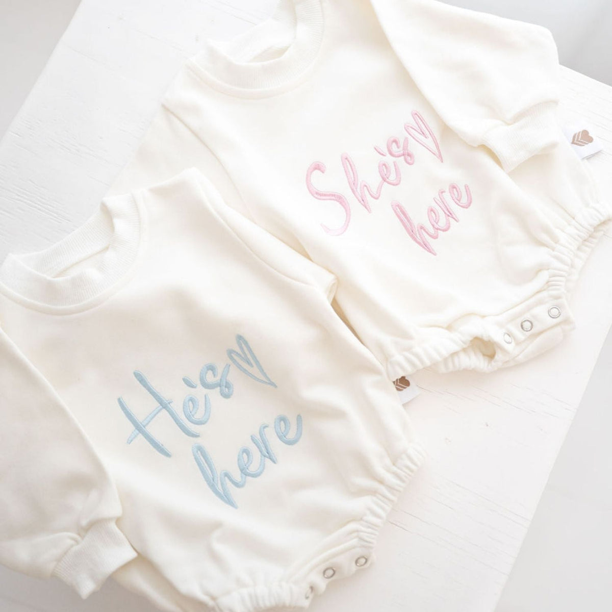 Amore Baby Bodysuit He/She Is Here