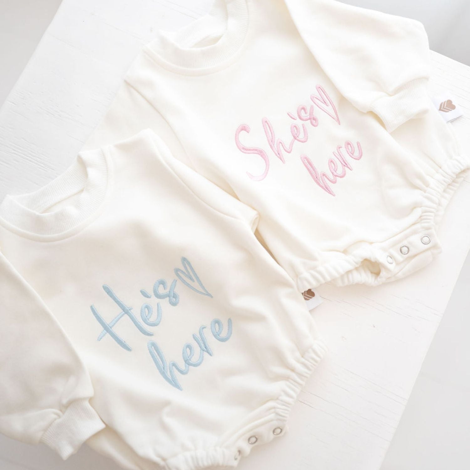 Amore Baby Bodysuit He/She Is Here