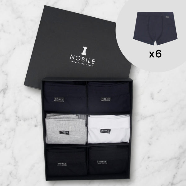 Box of 6 Short Leg Comfort Boxers in Makò Cotton