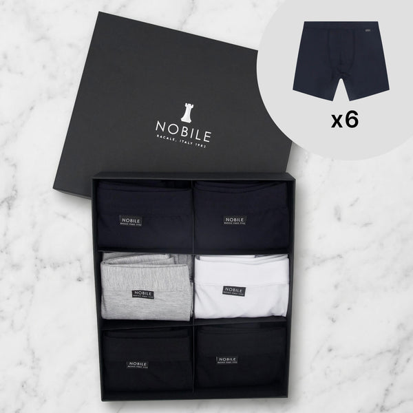 Box of 6 Long Leg Comfort Boxers in Makò Cotton