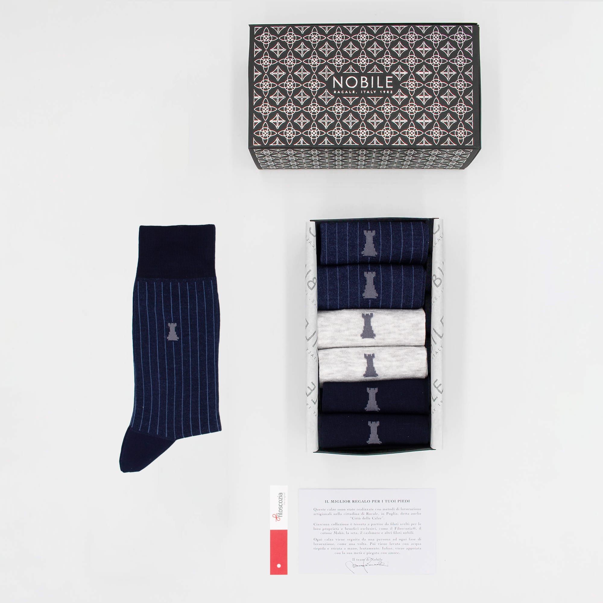 Wall Street Box of 6 Short Socks - 2x Ribbed/2x Solid Color/2x Mélange