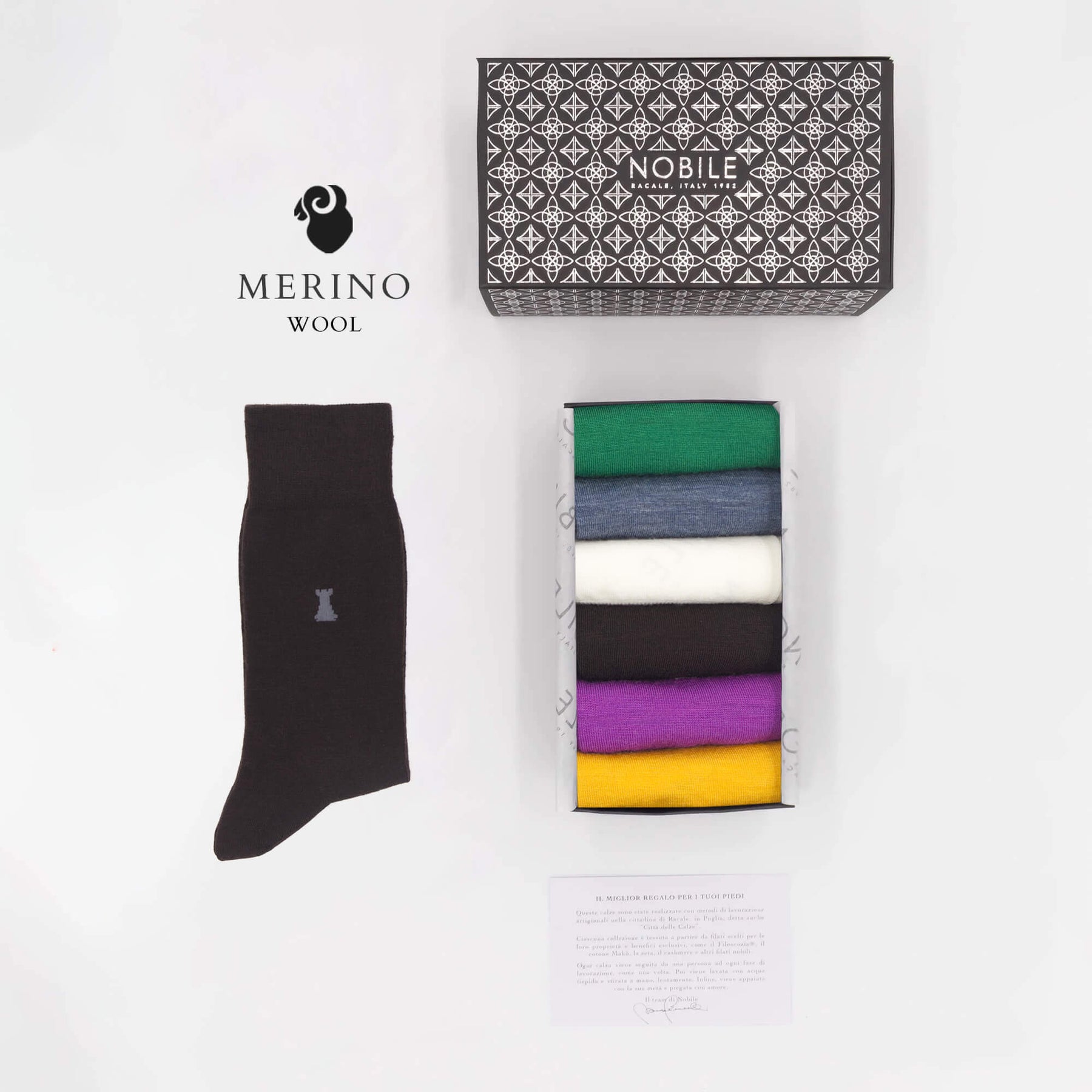 Prisma Merino - Box of 6 pairs of short socks in solid color Merino wool