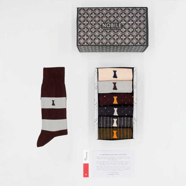 Trastevere Box of 6 Short Socks - 2x Dots/2x Stripes/2x Ribbed