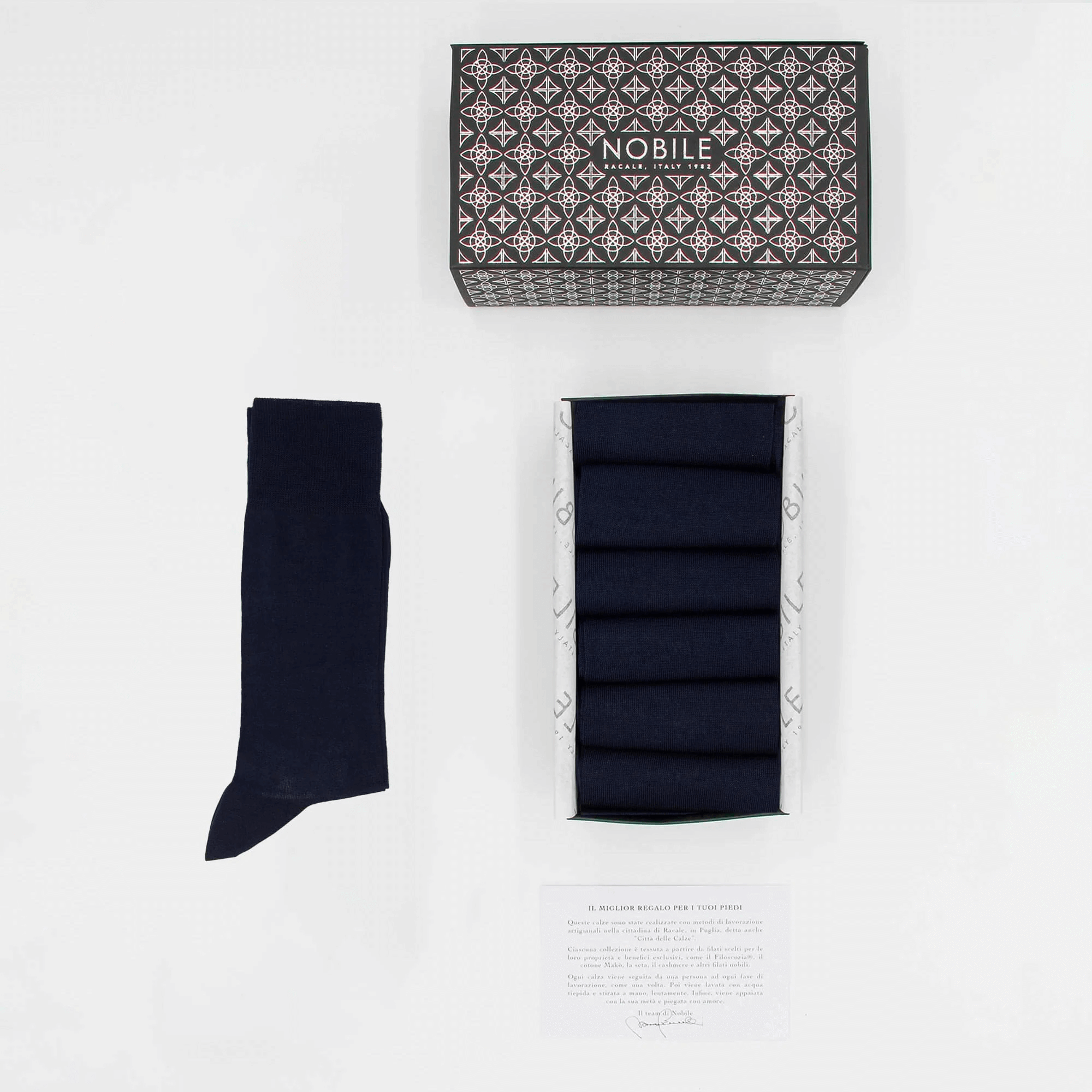 Box of Short Chiffon Cashmere Goat Hircus Socks - 6 Pairs Blue