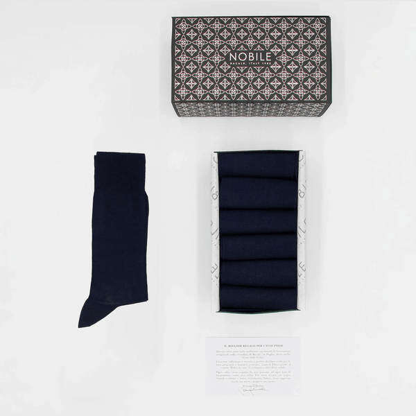 Box of Short Chiffon Cashmere Goat Hircus Socks - 6 Pairs Blue