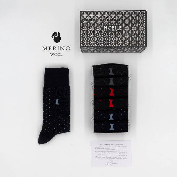 Soft Dots - Box of 6 Short Merino Wool Socks with Dots