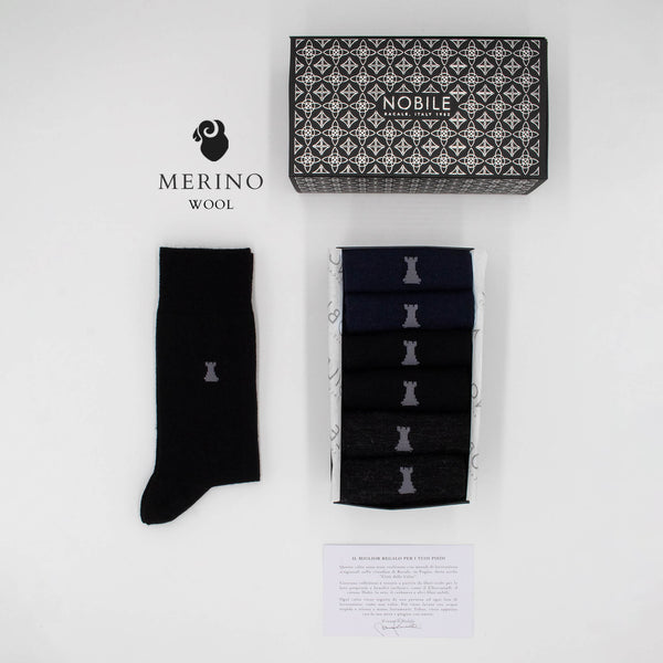 Merino Basic - Krabička 6 párov krátkych ponožiek v jednofarebnej Merino vlne