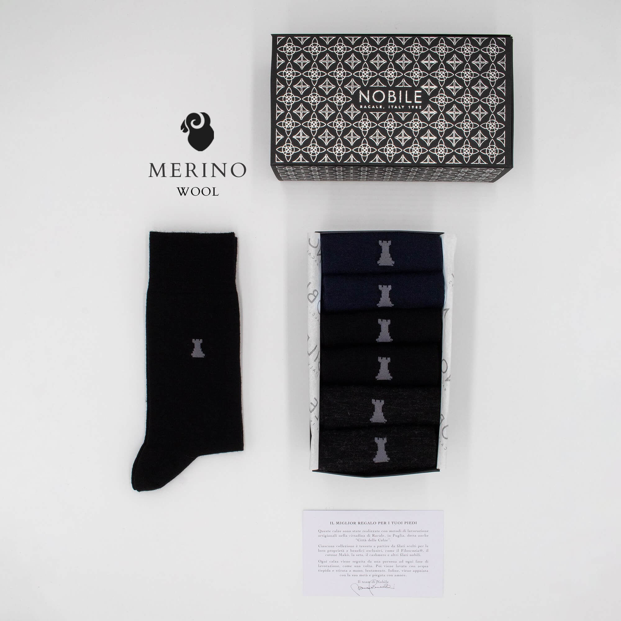 Merino Básico - Caja de 6 pares de calcetines cortos de lana Merino en color sólido