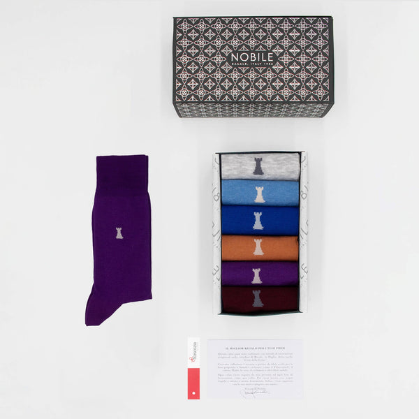 Box of Tailored Colors with 6 Short Socks - Solid Color Mixed