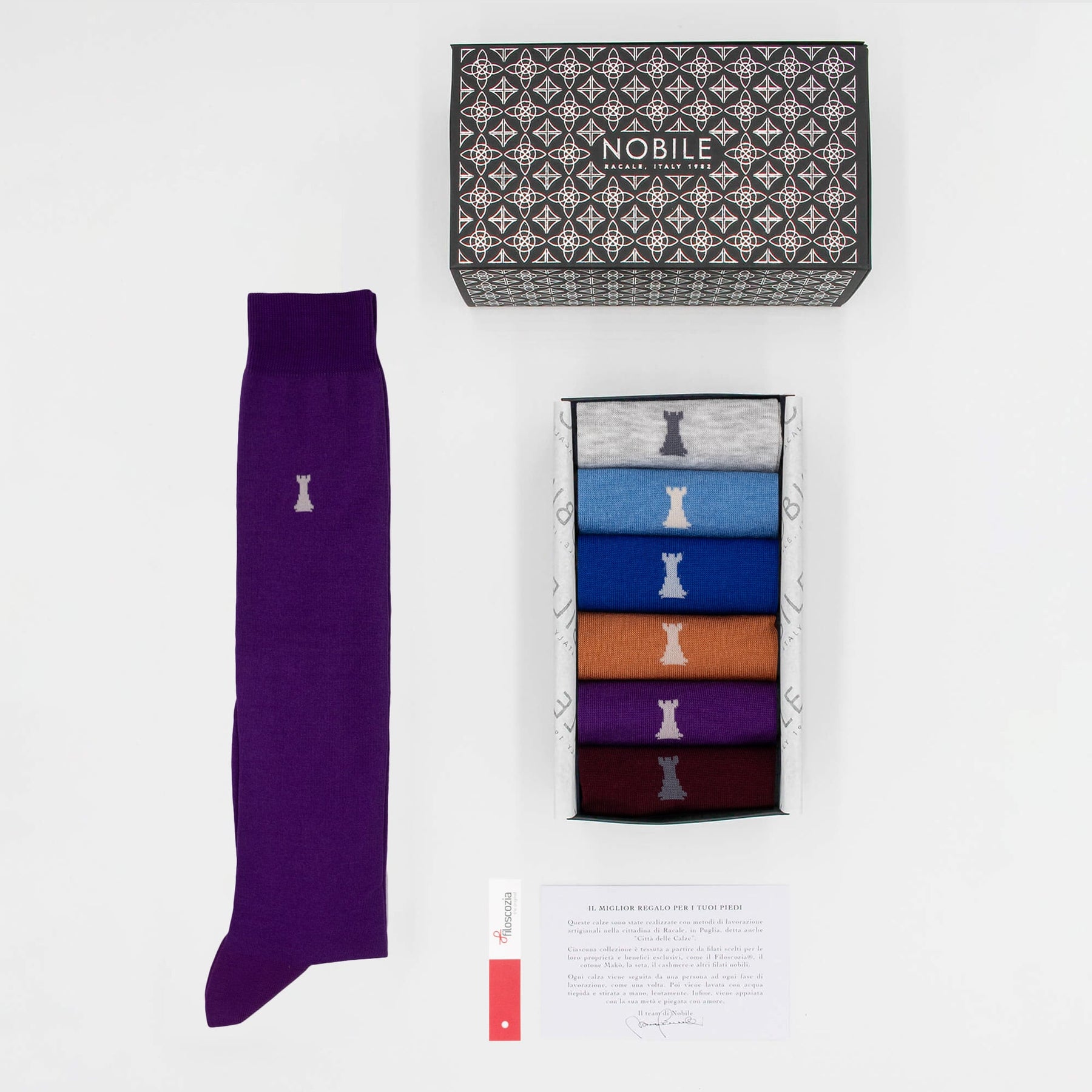 Boîte de Couleur Sur Mesure de 6 Chaussettes Longues - Couleurs Unies Mélangées