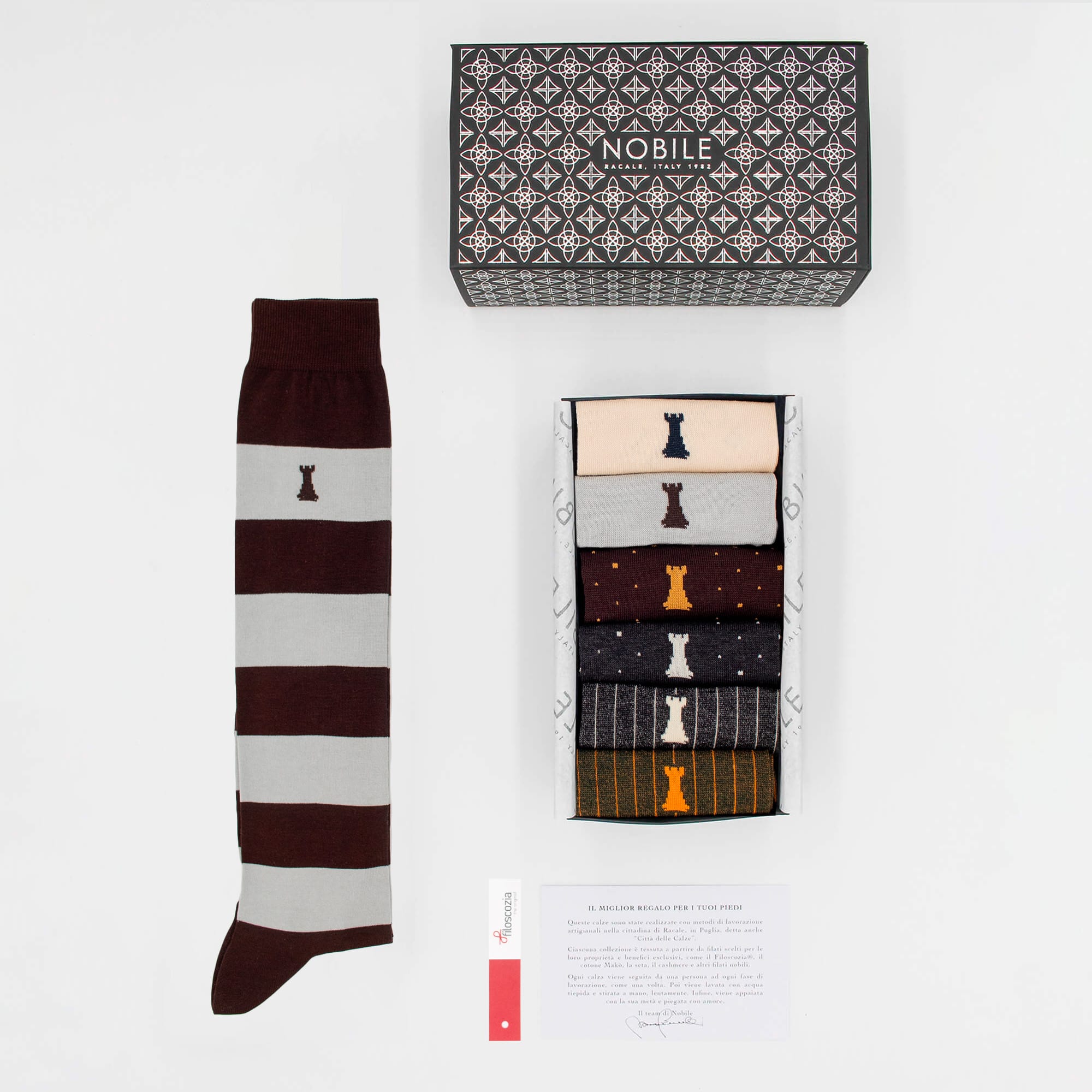 Trastevere Box of 6 Long Socks - 2x Dots/2x Stripes/2x Ribbed