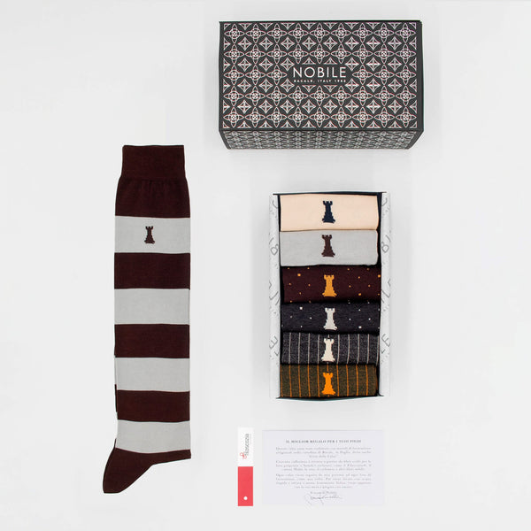 Trastevere Box of 6 Long Socks - 2x Dots/2x Stripes/2x Ribbed