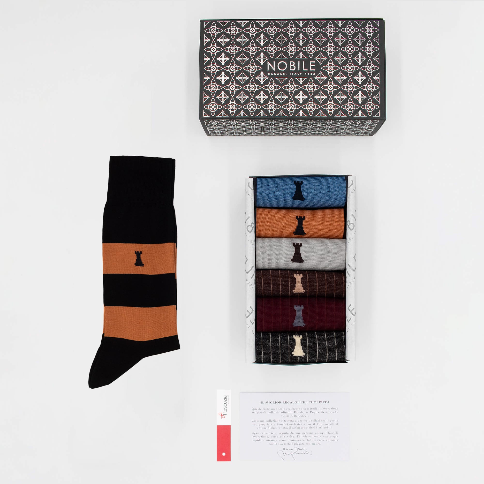 Modern Classic Box of 6 Short Socks - 3x Stripes/3x Ribbed