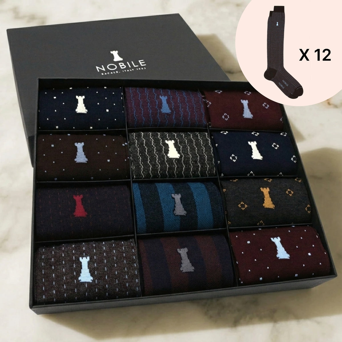 Box 12 paia calze lunghe uomo in Filoscozia® - Design di cravatteria