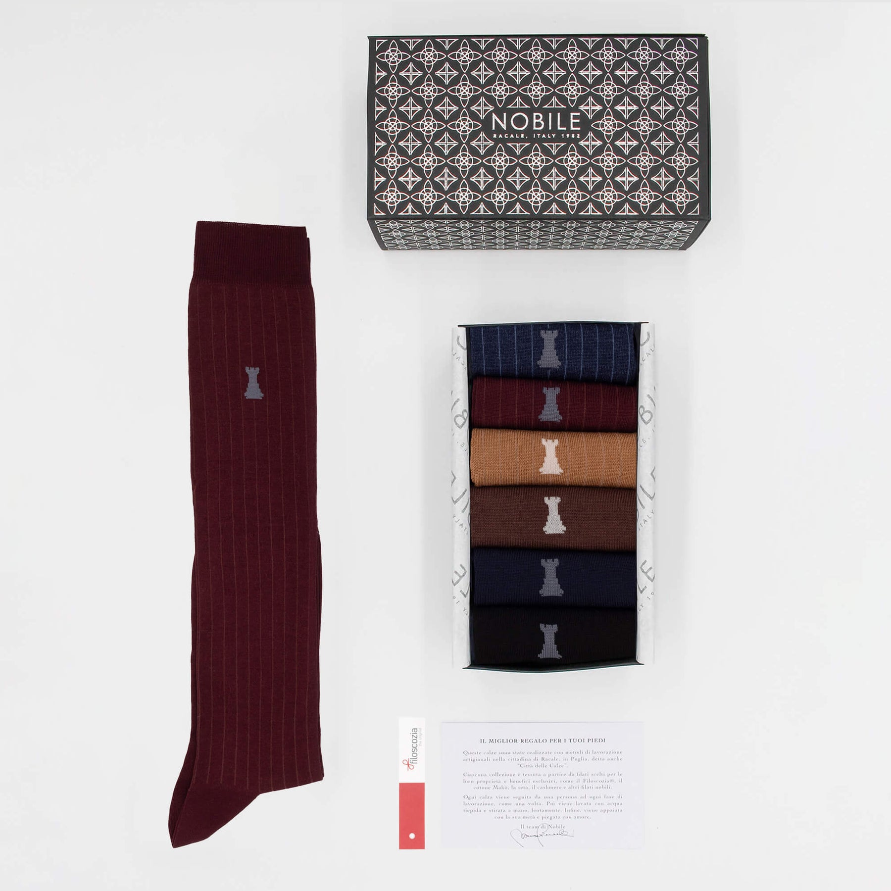 Daily Office Box of 6 Long Socks - 3x Solid Color & 3x Ribbed