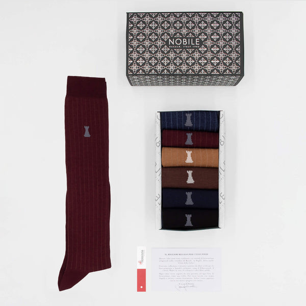 Daily Office Box of 6 Long Socks - 3x Solid Color & 3x Ribbed