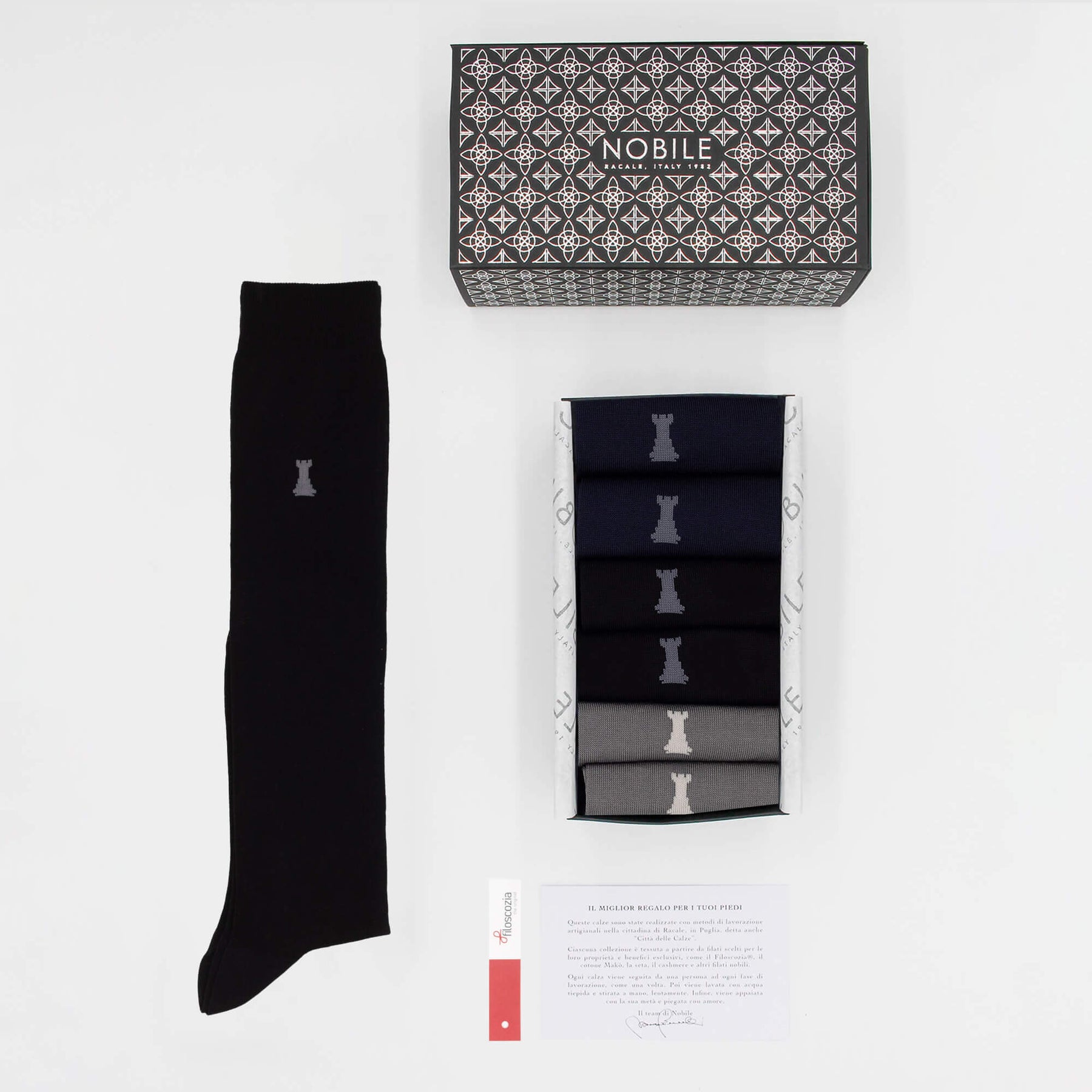 Solid Color Box - 2 x Black/2 x Blue/2 x Gray - Long Socks