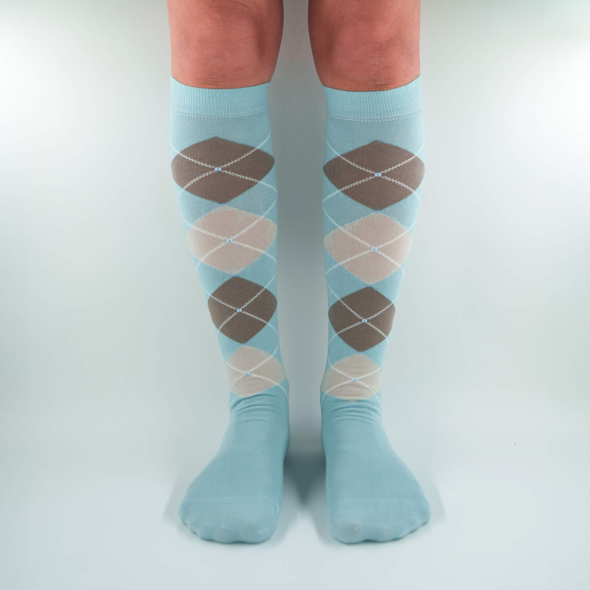 Brigitte - Lange sokken met diamantpatroon in zachte Makò-katoen