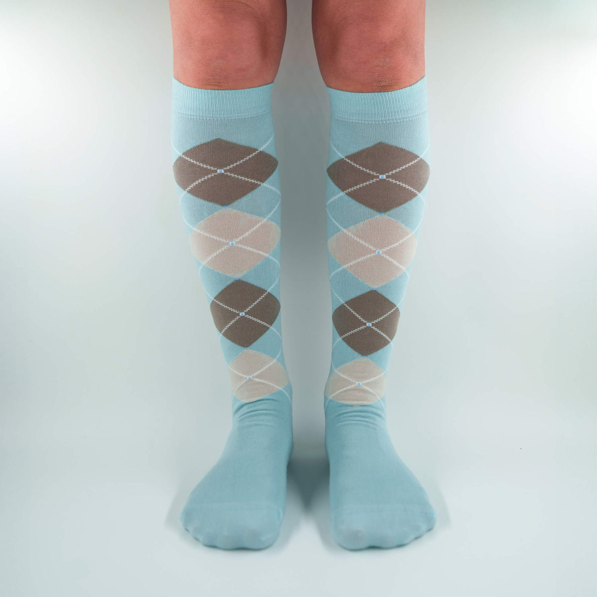 Brigitte - Long diamond-patterned socks in soft Makò cotton
