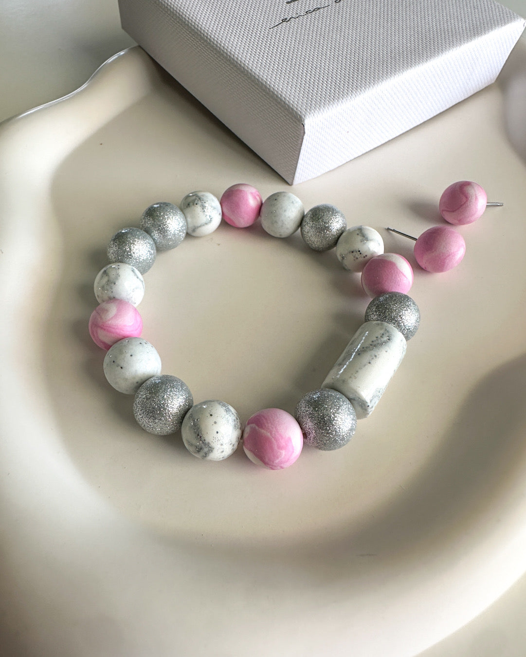 Bracelet, earrings | BULB LIMITED | pink, silver