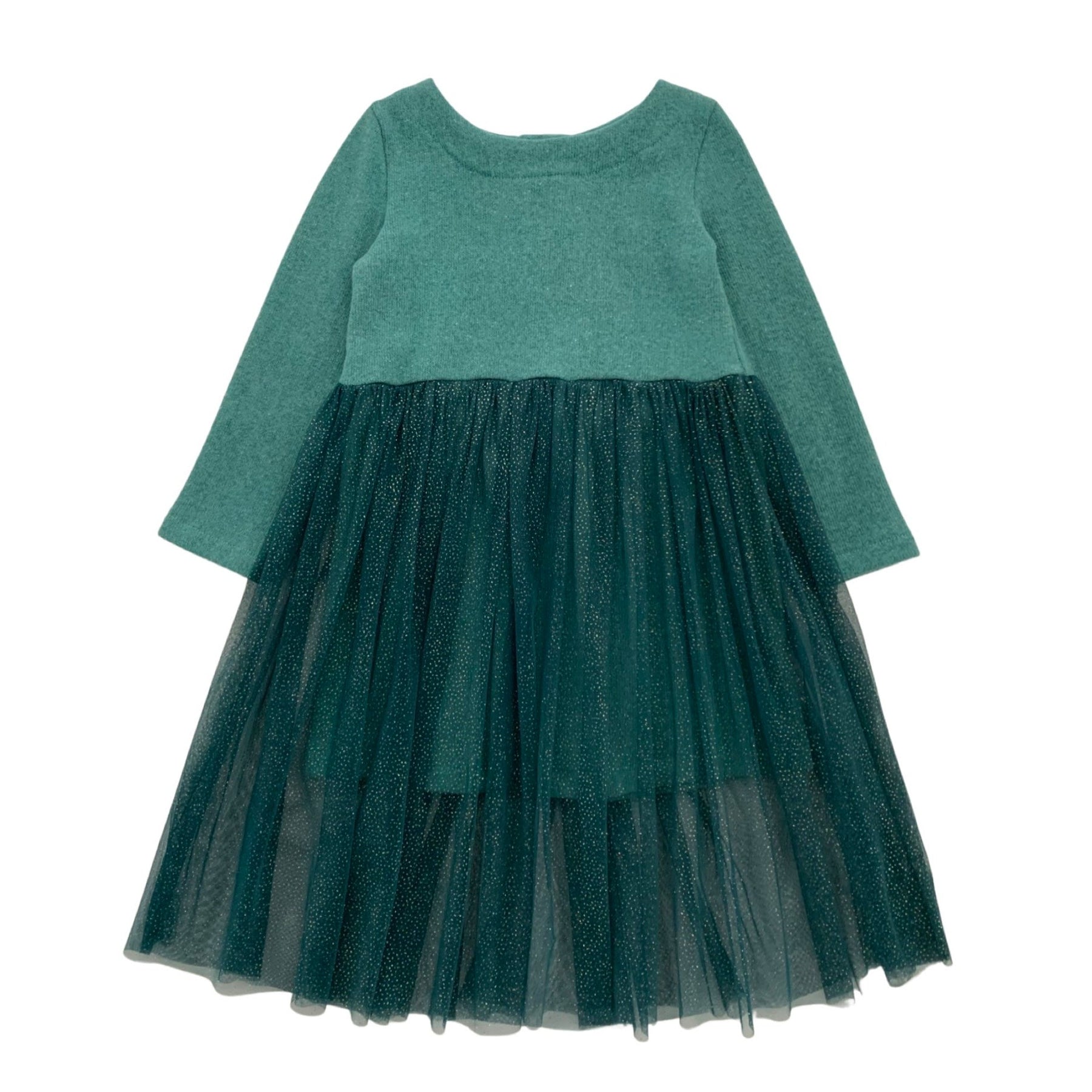 WARM COTTON DRESS WITH GLITTER TULLE SKIRT