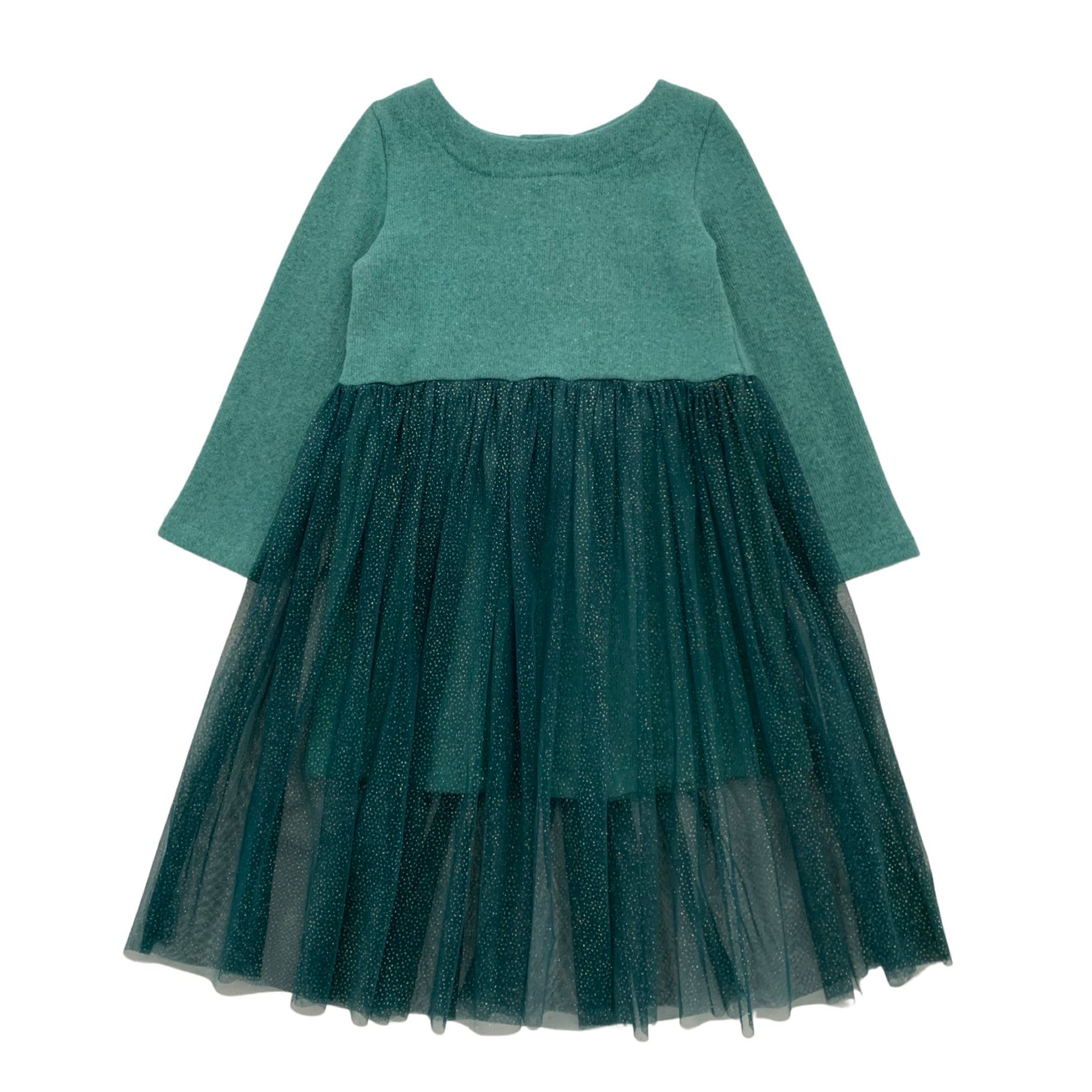 WARM COTTON DRESS WITH GLITTER TULLE SKIRT