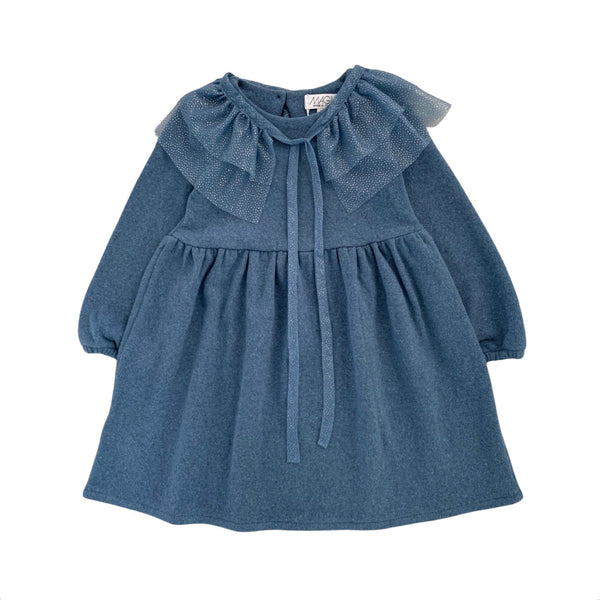 WARM COTTON DRESS WITH GLITTER COLLAR