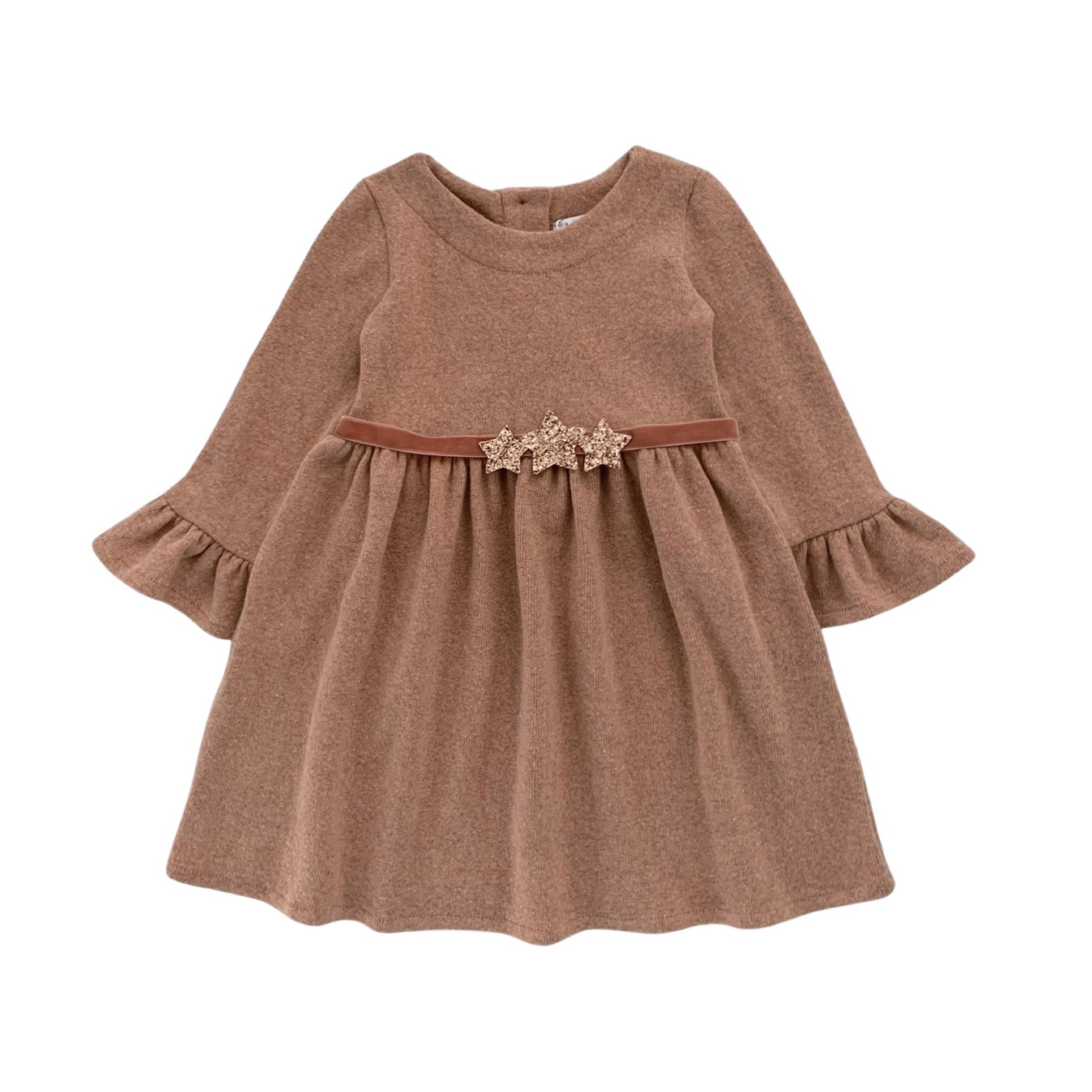 WARM COTTON DRESS WITH GLITTER STARS BELT