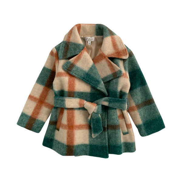 CHECKERED COAT WITH BELT