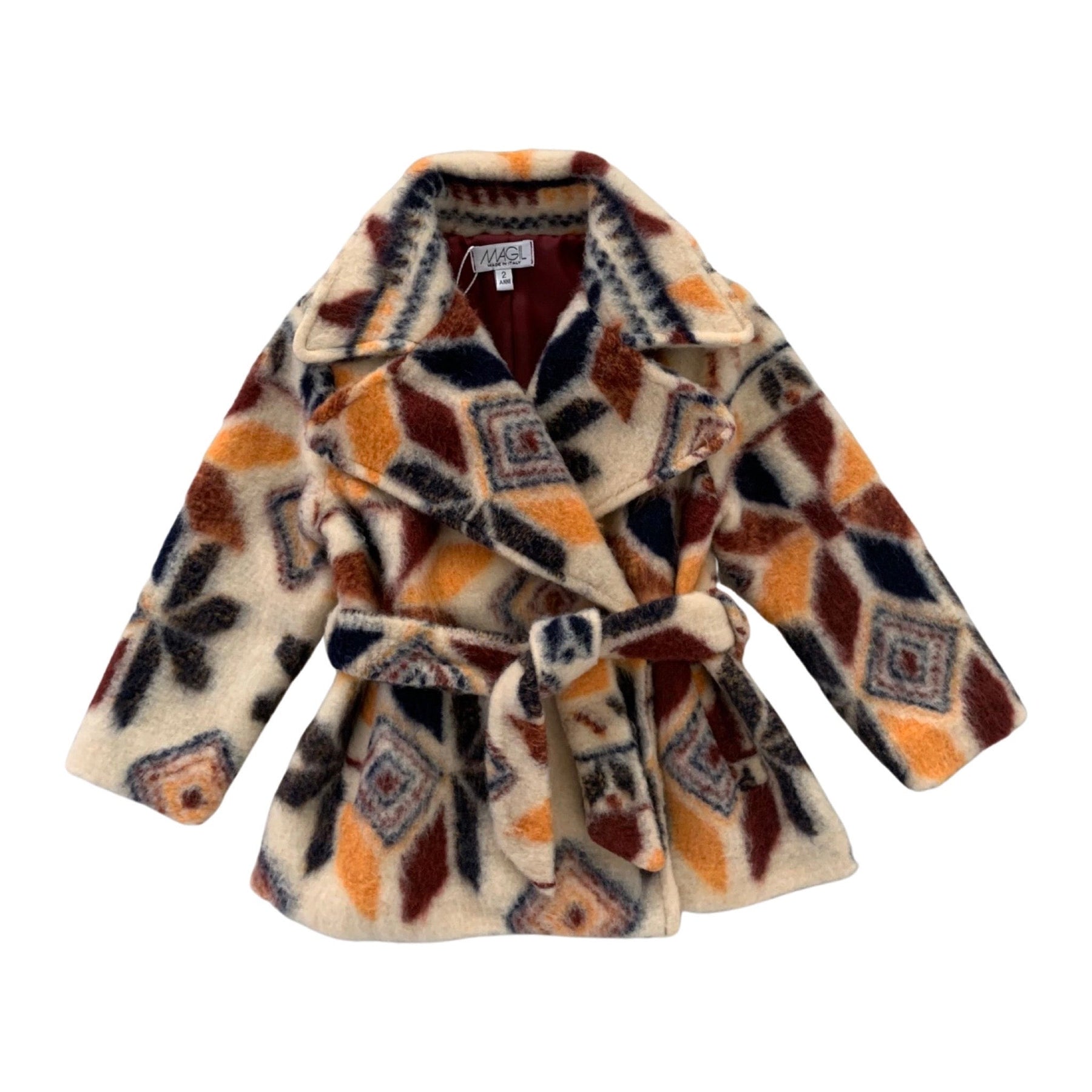 JACQUARD COAT WITH BELT
