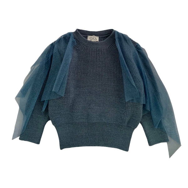 SWEATER WITH TULLE RUFFLE