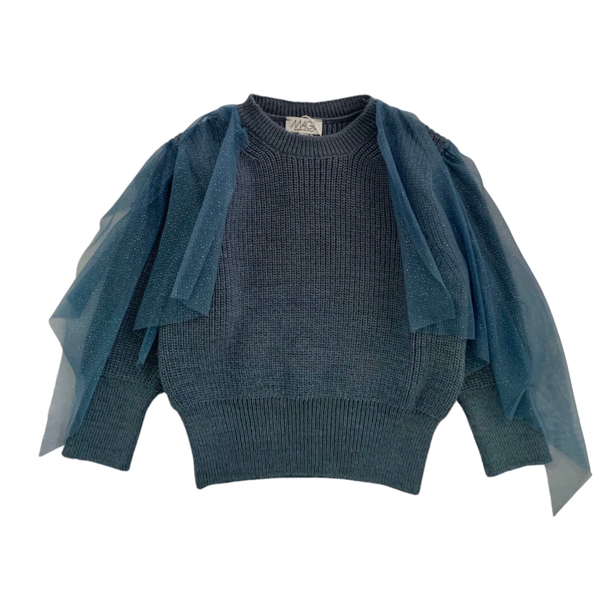 SWEATER WITH TULLE RUFFLE