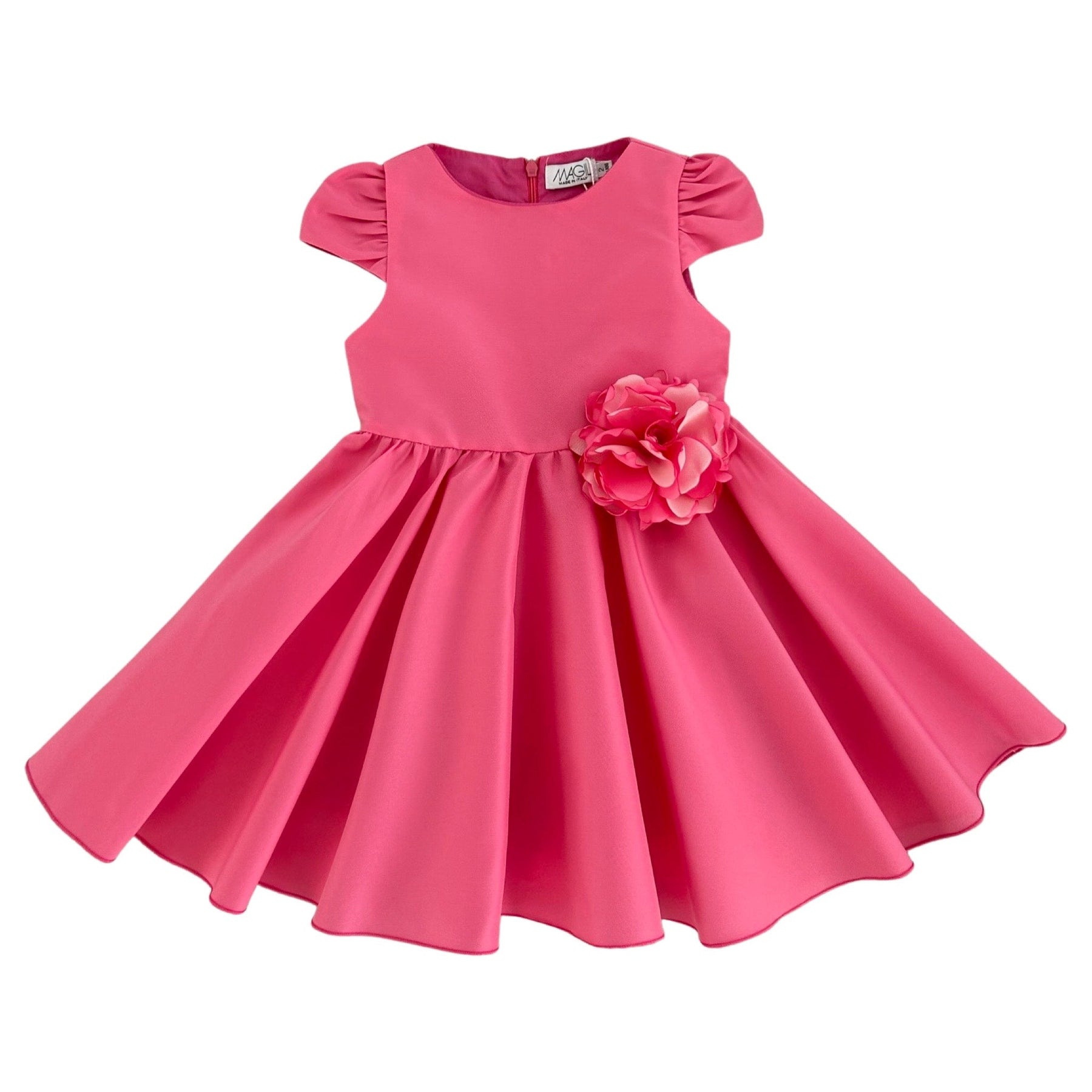 MIKADO DRESS WITH PUFF SLEEVES