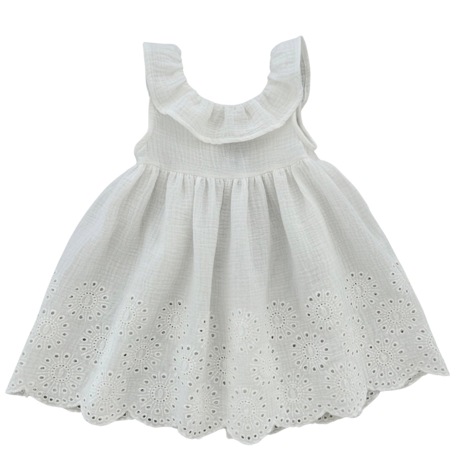 DRESS IN GAZE WITH EMBROIDERY