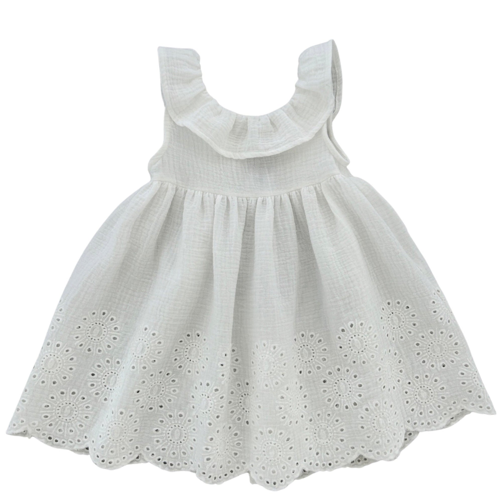 DRESS IN GAZE WITH EMBROIDERY