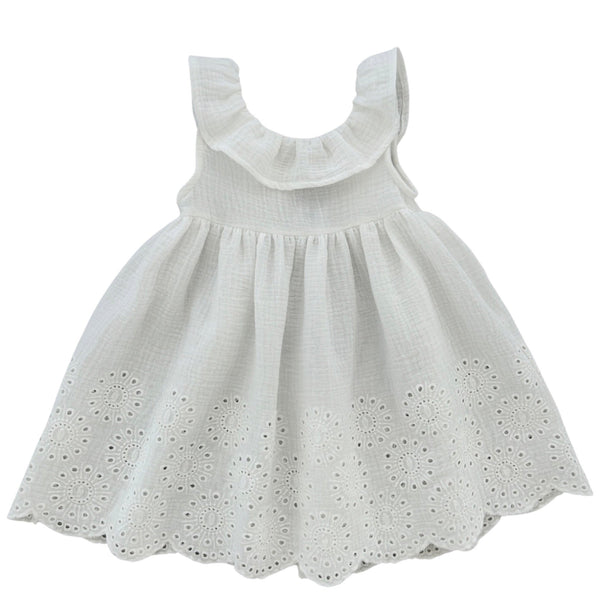 DRESS IN GAZE WITH EMBROIDERY