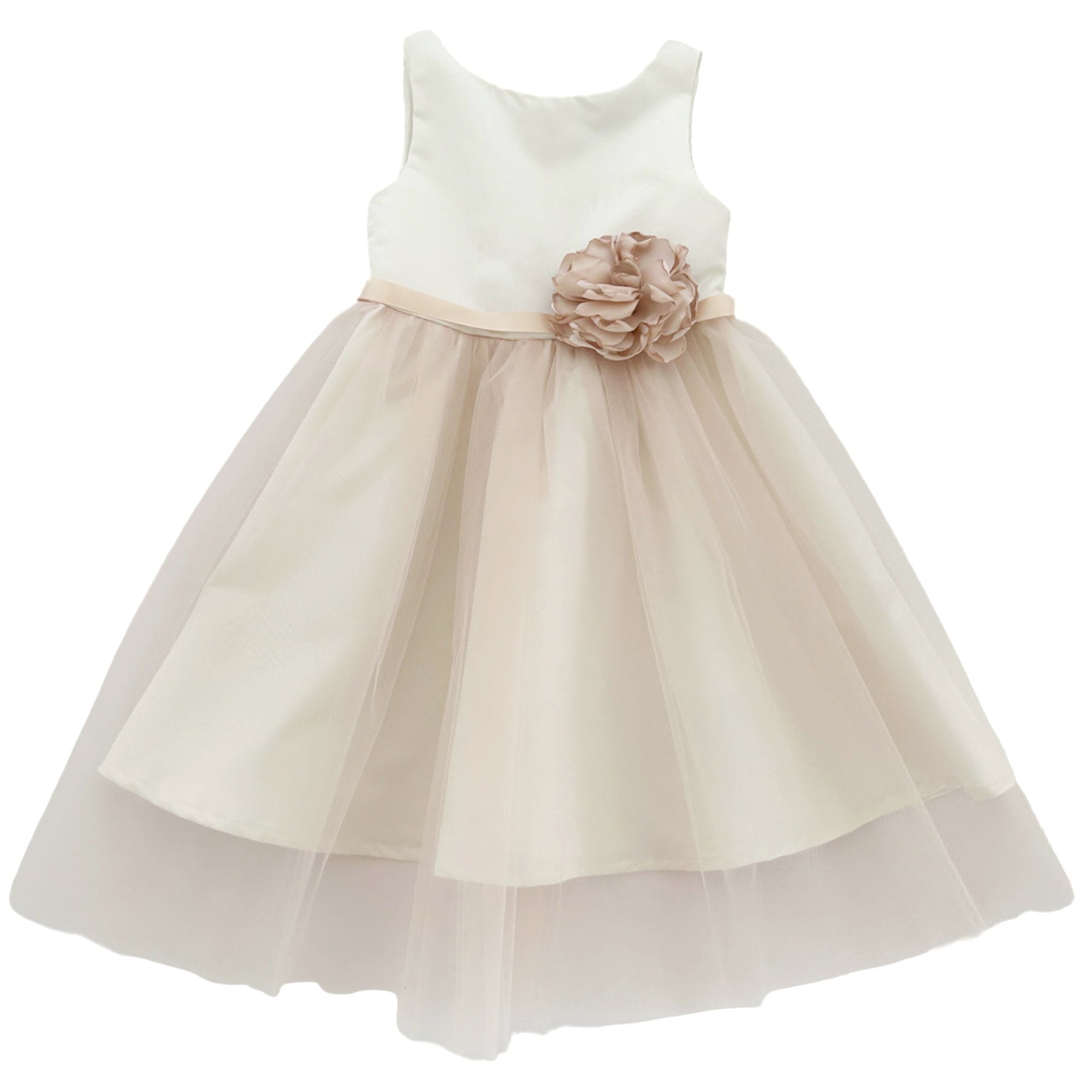 ROBE EN TISSU MIKADO AVEC JUPE EN TULLE ROSE