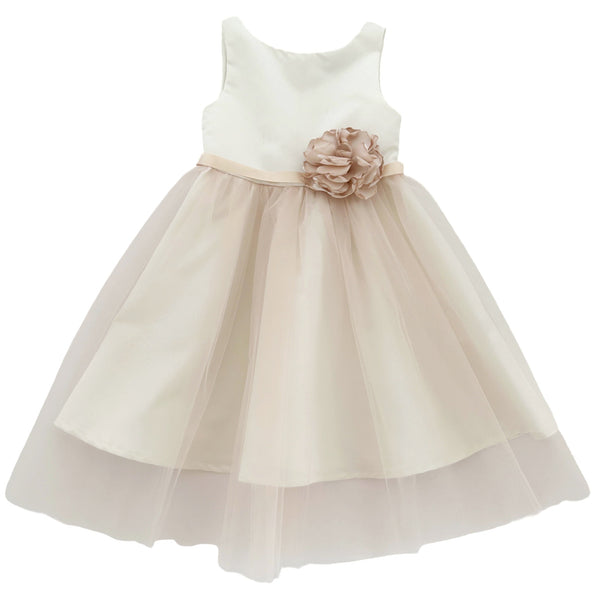 ROBE EN TISSU MIKADO AVEC JUPE EN TULLE ROSE