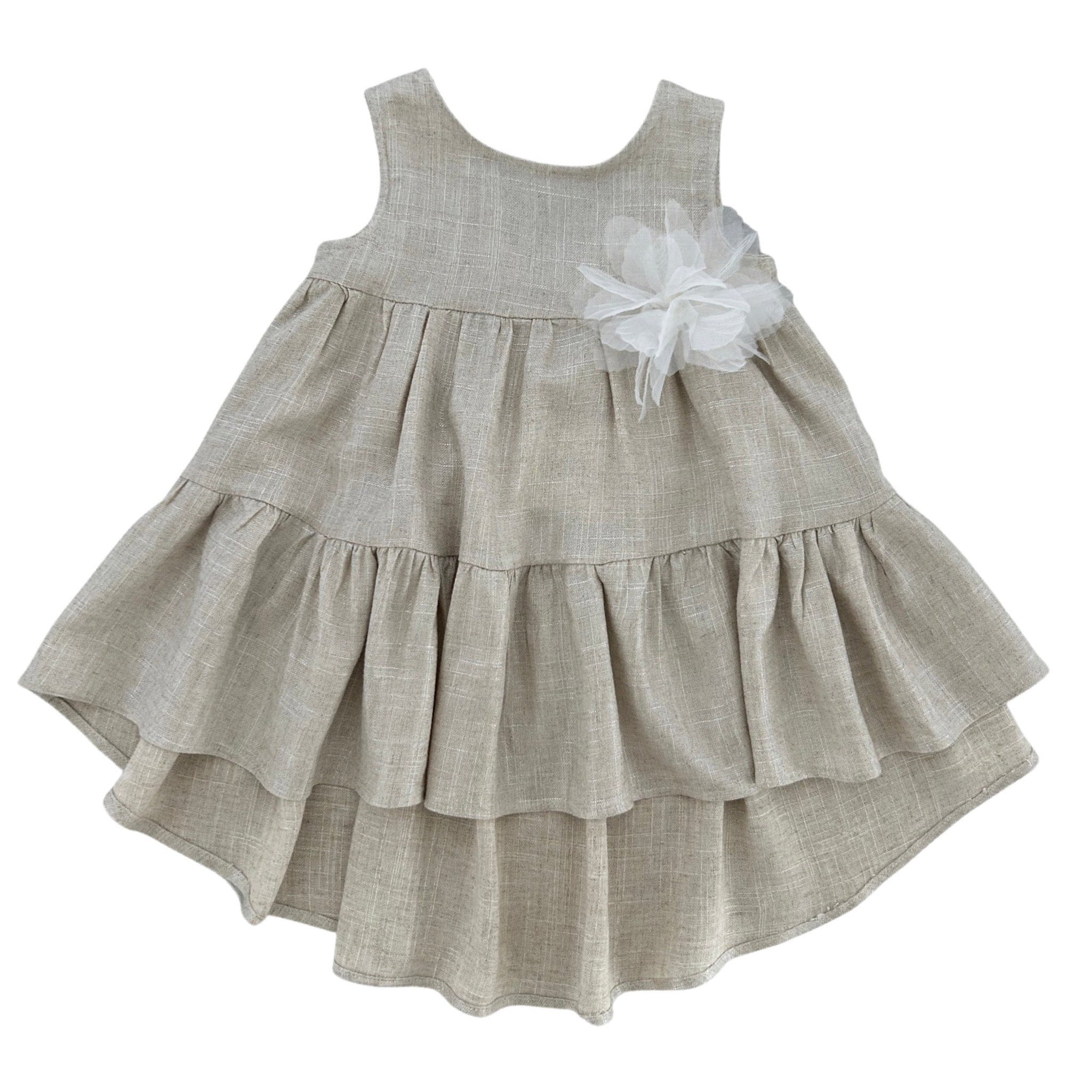 LINEN DRESS WITH BROOCH