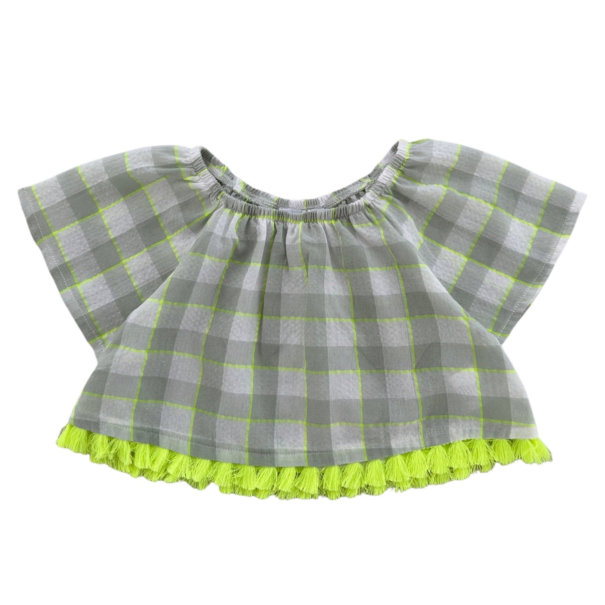 TOP WITH FLUO POM POMS