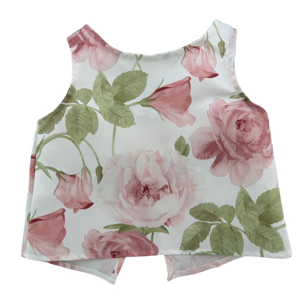 Satin Printed Top with Maxi Bow