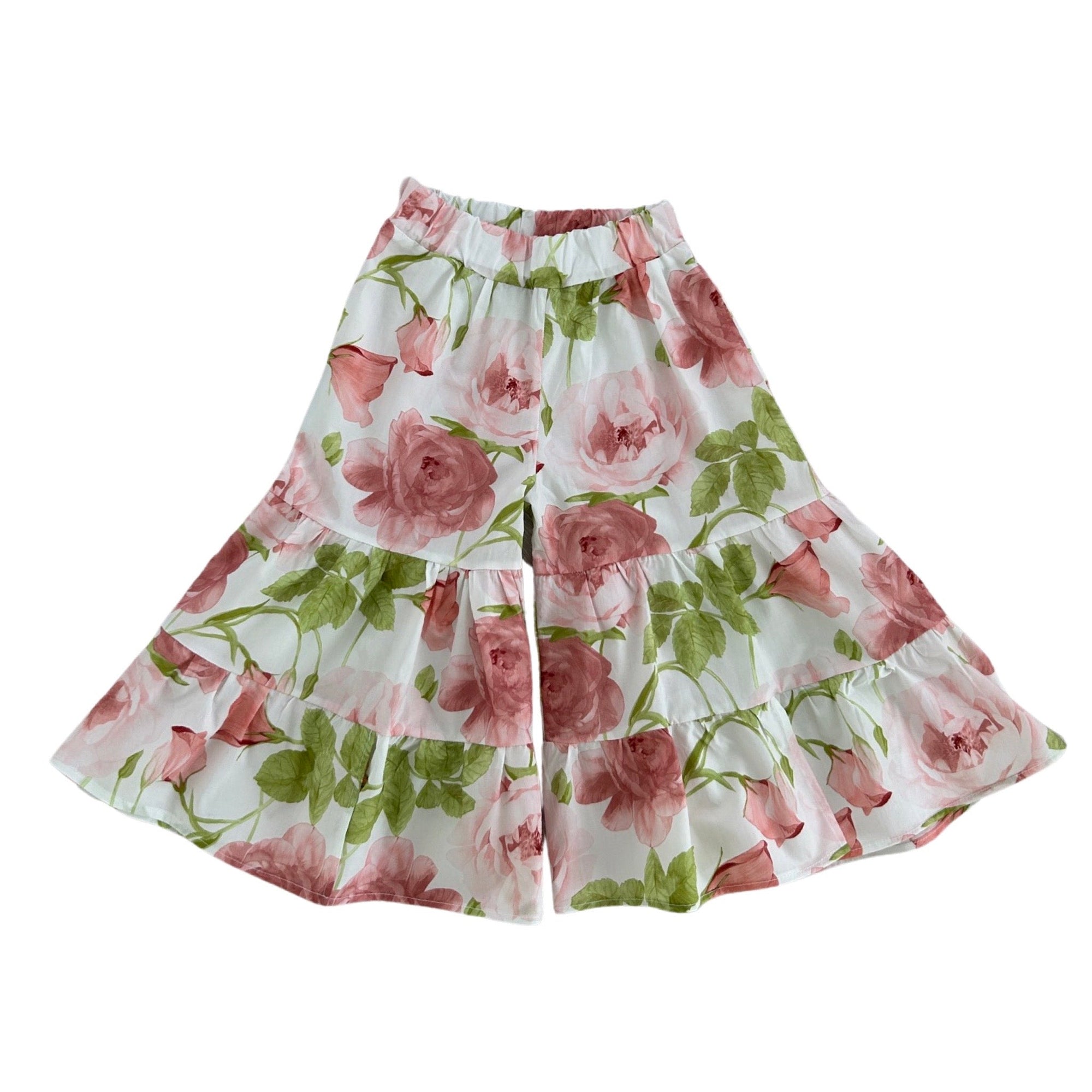 PATTERNED PANTS WITH RUFFLE