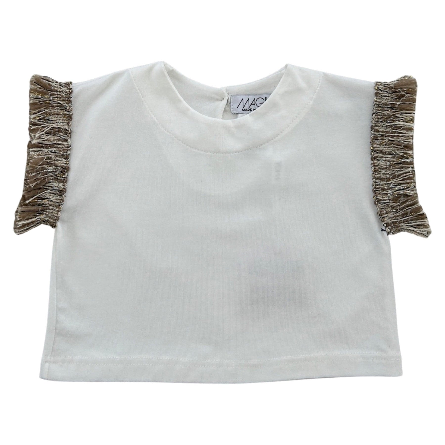 CROPPED T-SHIRT WITH GOLD FRINGE