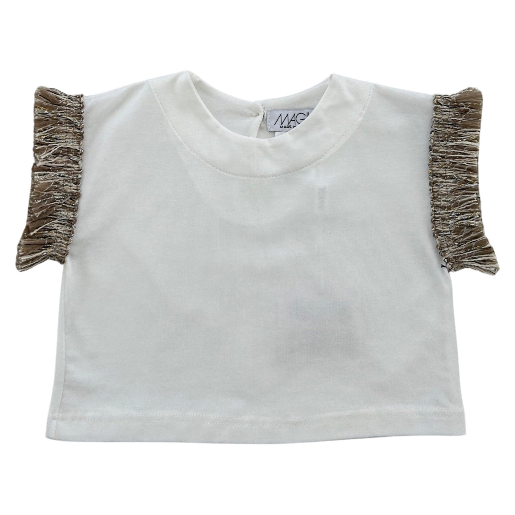 CROPPED T-SHIRT WITH GOLD FRINGE